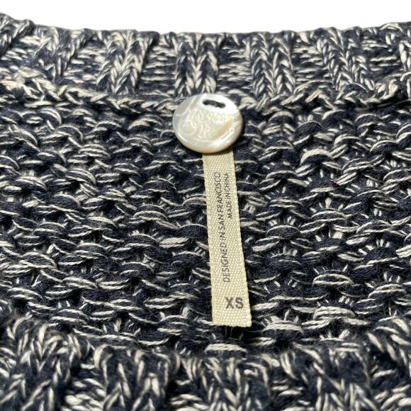 Margaret O'Leary Marled Knit Sweater Contrast Panels Navy Blue White - Size XS - Picture 2 of 7